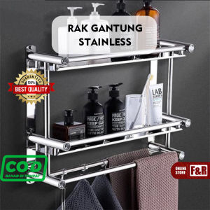 Rak Gantungan Tempat Handuk Kamar Mandi Stainless Steel Anti Karat Towel Hanger Toilet Minimalis