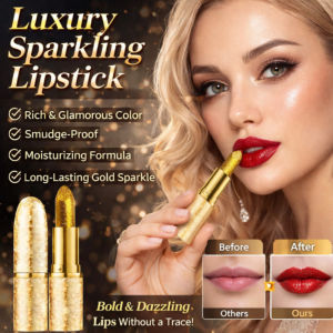 Shimmer Gold Glitter Lipstick Metallic Lip Color Long Lasting Waterproof Lip Makeup Beauty Essential