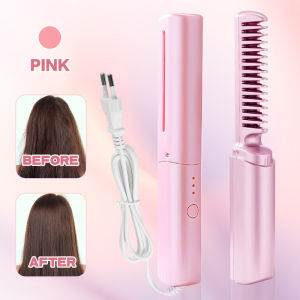 Portable Straight hair comb 2 in 1 Hair Straightener Comb Negative Ion Hair Heating Wireless Hot Curler USB Hair Anti Scald Hair Comb