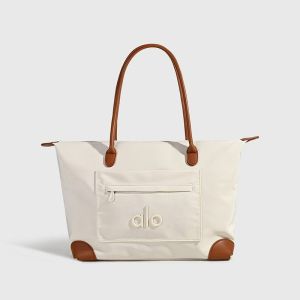 ALO Women Nylon Tote Bag Large Capacity Waterproof Leather Strap Multi Pocket Casual Daily Work Gym Travel Shoulder Handbag