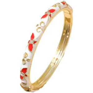 GOOTRADES Elegant Enamel Flower Bangle Colorful Enamel Chinese Style Womens Floral Bracelet Classic Ethnic Style Open Cuff Bracelet Gifts for Women Girl