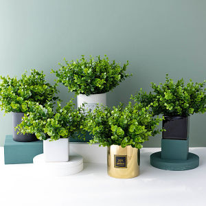 Artificial Eucalyptus Potted Plants Fake Eucalyptus Grass with White Pot Faux Potted Plant with Faux Water Artificial Plants in Pot for Home Decor Indoor