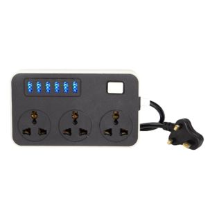 FLEURS Universal Plug Outlet Power Strip 2m Extension Cord UK EU US Surge-Protected Power Strip Multi-Plug Wall Socket Strip Independent Switch Extended USB Socket Office