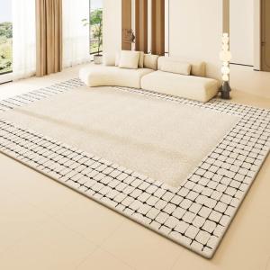 Light Luxury Lounge Rug Modern Cream Living Room Decoration Carpet Large Area Soft Rugs for Bedroom Washable Anti-slip Floor Mat