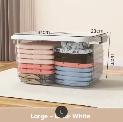 LivingArt Transparent Storage Box For Clothes Plastic Organizer Box Stackable Sealed Toy Storage Organizer With Lid And Handles#cd011
