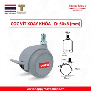 bánh xe cọc vít ren có khóa cho ghế/bàn xoay văn phòng nội thất - tải 40kg - Happy Move Thái Lan