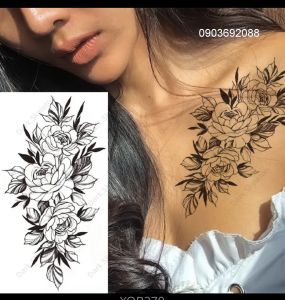 Hình xăm dán hoa đẹp 11.5 x 21cm Tattoo lớn cho nữ HCM tattoo sticker Ivy Store