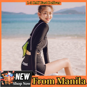 Korean Rashguard Two Piece Swimwear Long Sleeve Swimsuit Beach Wear