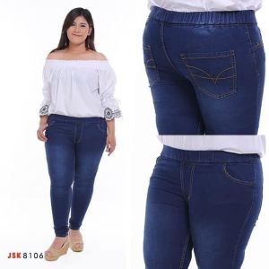Celana Jumbo Wanita Pinggang Karet sz 35-38 - Celana Jeans Panjang Wanita - Celana Perempuan