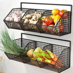 Kitchen Condiments Origanizer Rack Wall Mounted Onion Fruit Storage Basket