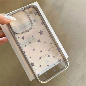 Y2K Stars Fashion Clear Cases For iPhone 15 Pro Max Case iPhone 16 Plus 13 14 15 12 11 17 Air XR Transparent Plating TPU Cover