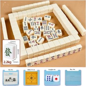 Combo Cờ/Bài Mạt Chược Melamine Size #30 Bóng Mượt 144 Quân Kèm Khăn Xí Ngầu Ray và Túi đựng