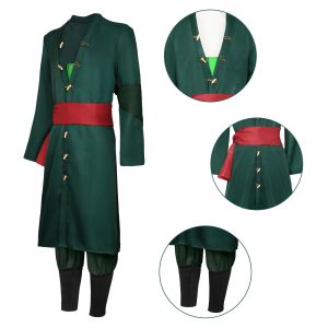 Roronoas Cosplay Costume Anime Kimono Robe Zoro Cloak Uniform Halloween Outfits With Earrings For Co