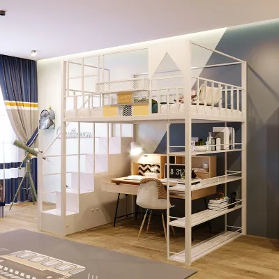 Tieyi Ladder Cabinet Elevated Bed Multifunctional bunk bed Small apartment space-saving bed attic duplex second floor bed
