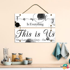 TENNESY Hiasan Dinding family quotes 2 Susun Dekorasi Dinding Pajangan Kayu Poster Dekorasi Rumah