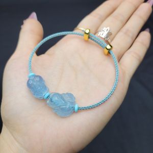 Q822 Vòng cáp hồ ly tỳ hưu Aquamarine Thủy và Mộc - Phong Thuỷ TUDO P