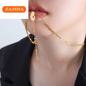 18k gold pawnable saudi gold original Cross Girl Statue geometric tassel pendant long necklace