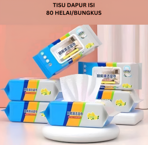 BB7 - Tisu Basah Lap Dapur Tissue Pembersih Minyak Kotoran Kompor Isi 80 Pcs Tisu Pembersih Serbaguna