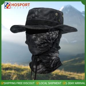 【HOSPORT】Men Camo Fishing Hat Casual Balaclava Outdoor Sun Hat Foldable Breathable Bucket Hat for Beach Hiking Walking Camping Picnic