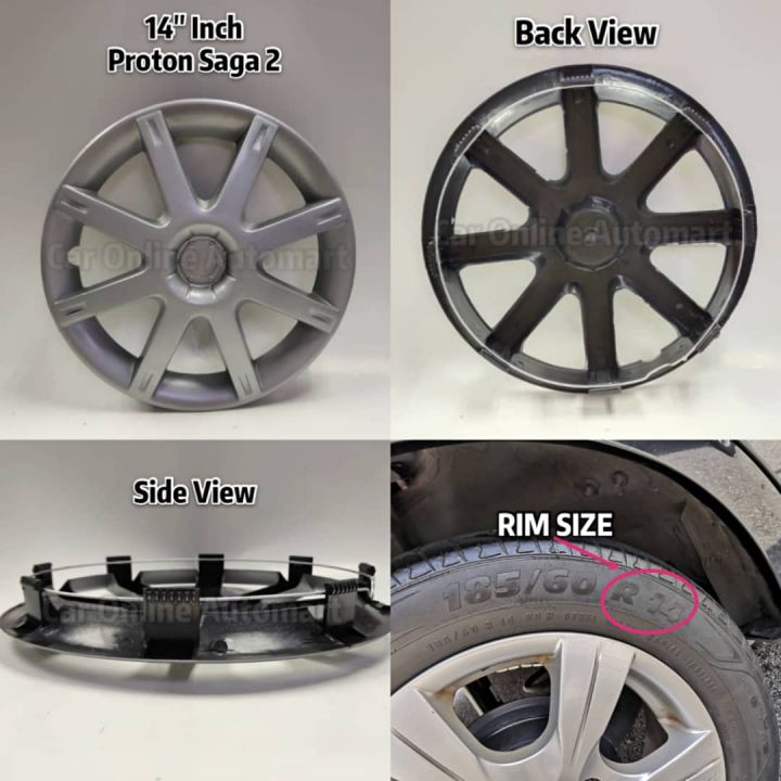 PROTON SAGA UNIVERSAL 14 inch SPORTY ABS Tyre Wheel Cover Rim Center  Caps Made in Malaysia (4 pcs set) Lazada