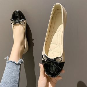 Free Shipping Spring New Korean Fashion Round Toe Flat Bottom Fashion Casual Plus Size WomenS Low-Cut Leisure Bow WomenS Shoes