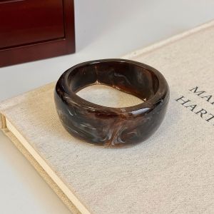 BELLEMODE โบฮีเมียน กำไลข้อมืออะคริลิก Smudging สไตล์ยุโรปอเมริกัน สร้อยข้อมือกว้างแบบไม่สม่ำเสมอ สร้างสรรค์และสร้างสรรค์ แหวนมือย้อนยุค สำหรับผู้หญิง