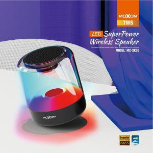 Moxom MX-SK55 LED Super Power Wireless Speaker RGB Bluetooth Speaker TWS Stereo Sound Bass SK55 Transparent Speaker
