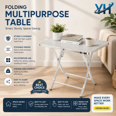 Stainless Steel Foldable Square Table/ Meja Kerja Segi Empat Sama/ Meja Lipat Segi Empat