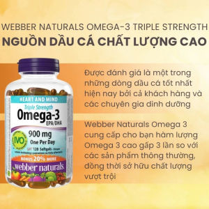 Webber Omega 3 Triple Strength 900mg 80 Viên Hỗ trợ xương khớp tim mạch trí não thị lực - Tăng cường trí nhớ & tập trung – EPA & DHA nuôi dưỡng não bộ cải thiện hiệu quả học tập và làm việc.