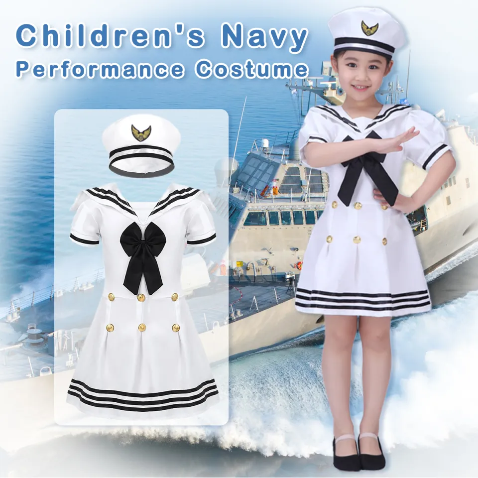 New Kids Summer Navy Show Dress Activity Show Boys And Girls Sailor  Uniforms Chorus Dress Summer Camp Professional Role Play Cosplay