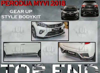 PERODUA MYVI 2018 GU GEAR UP FULLSET SKIRTING (FRONT SKIRT SIDE SKIRT REAR SKIRT) PU GETAH BODYKIT