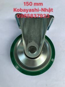 Bánh xe PU cố định 150 mm UWK-150 Kobayashi Nhật dùng lắp xe đẩy di chuyển trong môi trường dàu mỡ dễ dàng hiệu quả an toàn