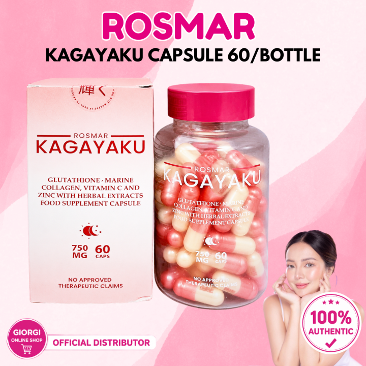 rosmar glutathione Kagayaku Capsule (Slimming & Whitening) Gluthatione capsule with collagen (FREEBIES) L-Glutatión + Vitamina C Supports Detoxification SIZE:300g