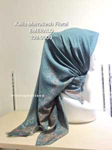 Elzatta KAILA MARRAKESH FLORAL Bahan VOAL Size 120x120 Segiempat Motif Premium Terdapat Plat Emas Elzattahijab gampang dibentuk adem nyaman jahit tepi rapi