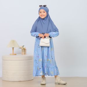 ADIVA Baju Muslim Anak Perempuan Murah And Lucu Bahan Rayon Kerudung bergo Jersey