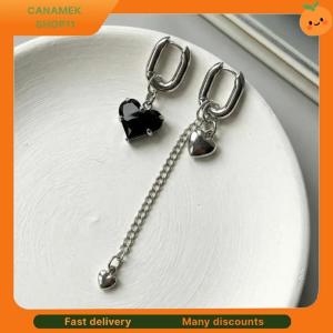 ❣️❣️❣️ Fashion Heart Shaped Zircon Long Ear Buckle Earrings Asymmetrical Minimalist Piece For Women Suitable For Weddings And Events