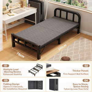 GOLD Queen Folding Bed Frame Metal Katil Lipat Katil Besi Super Single Bed Black Metal Foldable Bed Katil Single Katil Bujang Bed No Installation折疊床