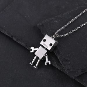Fashion Robot Necklace Men Women Trend Hip Hop Street Dance Jump Deer Accessories Adjustable Limbs Robot Pendant