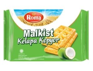 Camilan Roma Biskuit Malkist Varian Krim Keju Manis / Sweet Cheese Crackers Abon Gurih Cokelat Kelapa Belgian Coklat Cappucino Sweet Crackers 90 Gr Kelapa Kopyor 202 Gr