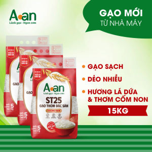 Combo 3 túi Gạo ST25 thượng hạng Aan túi 5kg - bao bì mới - Chính hãng Gạo sạch Aan