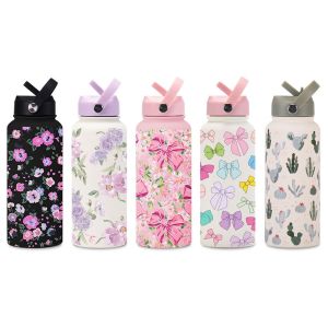 DSFSI 304 Stainless Steel Insulated Travel Tumbler Straw Lid 1L Capacity Vacuum Insulation Tumbler  Handle Design Handheld Cup Travel Use