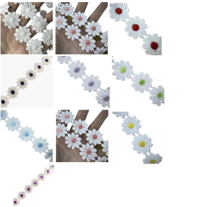 Flower Lace Ribbon 1 Yard 25mm Wide Embroidered Lace Trim Sewing Ribbon for Wedding Dress Clothing Embellishment