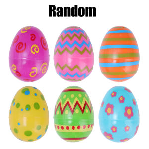 6PCS Easter Egg Colorful Pattern Plastic Opening Eggshell Home Party Decoration Candy Gift Packing Box DIY Kids Gift Toy