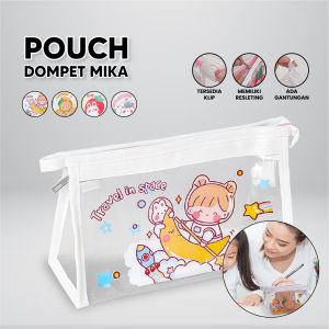 BW-A60 Tempat Pensil Transparan Motif Kartun Tas Pouch Kosmetik / Tas Kosmetik Travel Multifungsi Ala Korea Pouch Serbaguna