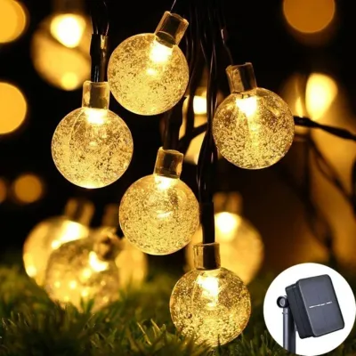 20/30/50/100 LED Solar Crystal Globe String Lights Outdoor Waterproof Garden Decoration Lights