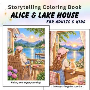 Storytelling Coloring Book Alice & Lake House for Adults & Kids Relax and Enjoy Buku Mewarna Dewasa