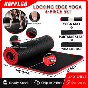[15MM] Lockdown Yoga Mat And Bag+Rope Silent Soft And Comfortable Yoga Fitness Exercise Mat
