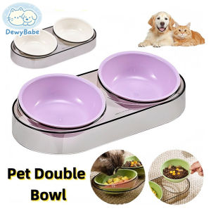 DewyBabe Transparent Cat Bowl Pet Double Bowl Dog Bowl Food Water Bowl Mangkuk Kucing Bekas Makanan Kucing宠物碗