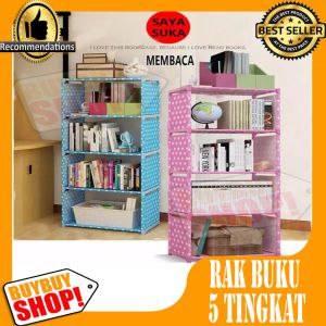 rak buku portable 5 tingkat / rak rakit / rak bongkar pasang bermotif / Furniture & Organisasi / Tempat Penyimpanan / Lemari Serbaguna Penghemat Tempat