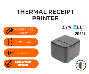 Zywell Z5801 Thermal Receipt Printer 58mm (USB + LAN/WIFI/BLUETOOTH) POS Printer